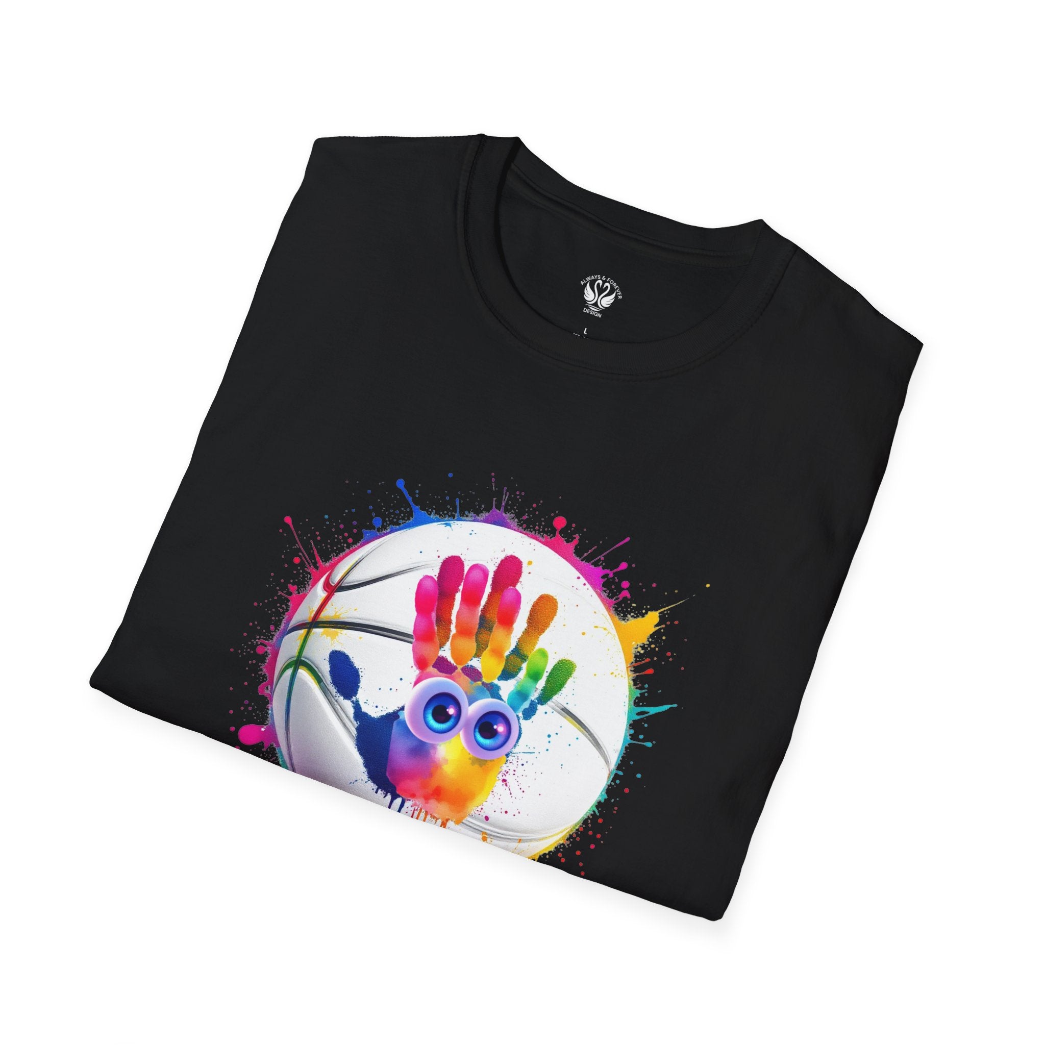 Colorful Handprint Football Unisex T-Shirt, Fun Tee for Kids and Adults, Gift for Artists, Birthday, Art Lovers and Celebrations