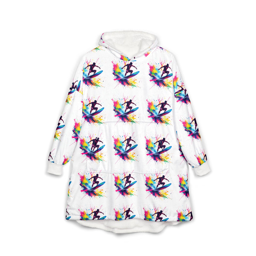Colourful Surfer Unisex Hooded Blanket - Cozy & Fun for All Ages