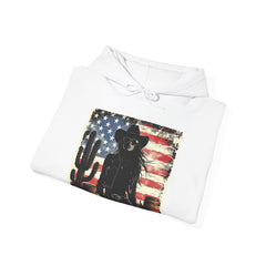 Western Cowboy Hoodie - Unisex Heavy Blend Sweatshirt, American Flag Design, Fashion Statement, Gift for Him, Cozy Apparel