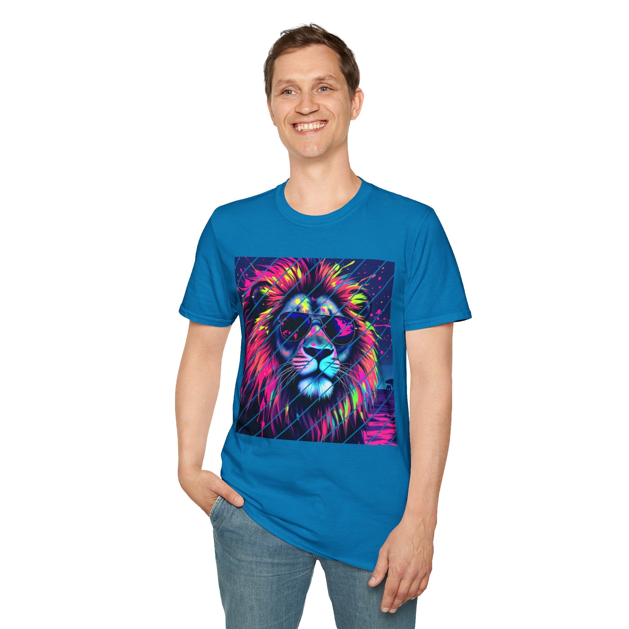 Vibrant Lion Graphic T-Shirt, Colorful Unisex Tee, Gift for Animal Lovers, Trendy Casual Wear, Perfect for Birthdays and Celebrations