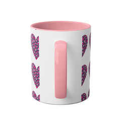 Pink Leopard Hearts Two-Tone Coffee Mug - 11oz - Perfect for Valentine's Day and Gift Giving