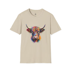 Highland Cow Graphic T-Shirt, Fun Farm Animal Tee, Cute Gift for Cow Lovers, Unisex Softstyle Shirt for Casual Wear