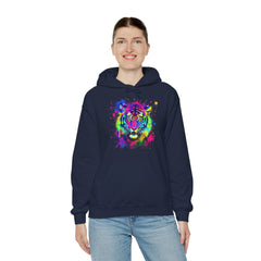 Colorful Tiger Hoodie – Unisex Heavy Blend™, Rainbow Tiger Sweatshirt, Graphic Hoodie, Animal Lover Gift, Unique Hooded Sweatshirt