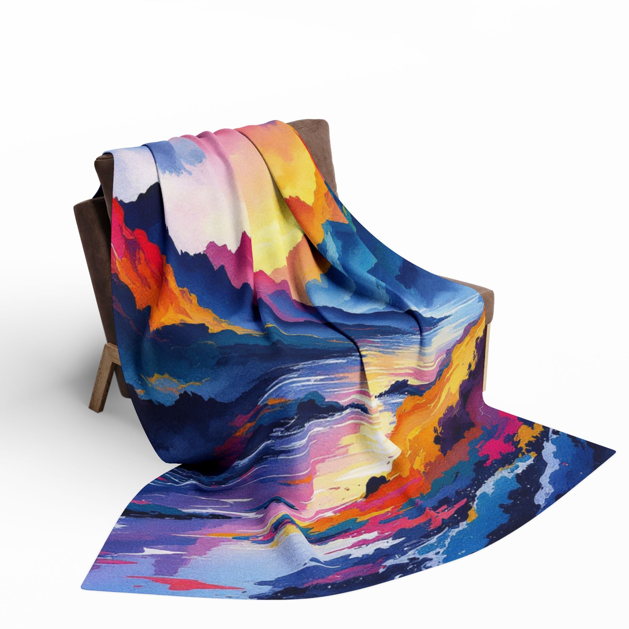 Vibrant Mountain Scenery Fleece Blanket | Cozy Decor for Home, Gift for Nature Lovers, Outdoor Adventure, Warmth Essential