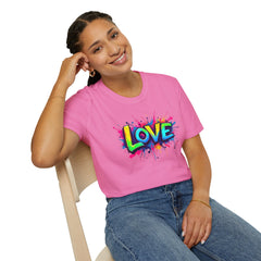 Colorful Love Unisex T-Shirt, Casual Wear, Gift for Him/Her, Valentine's Day, Family Reunion, Streetwear
