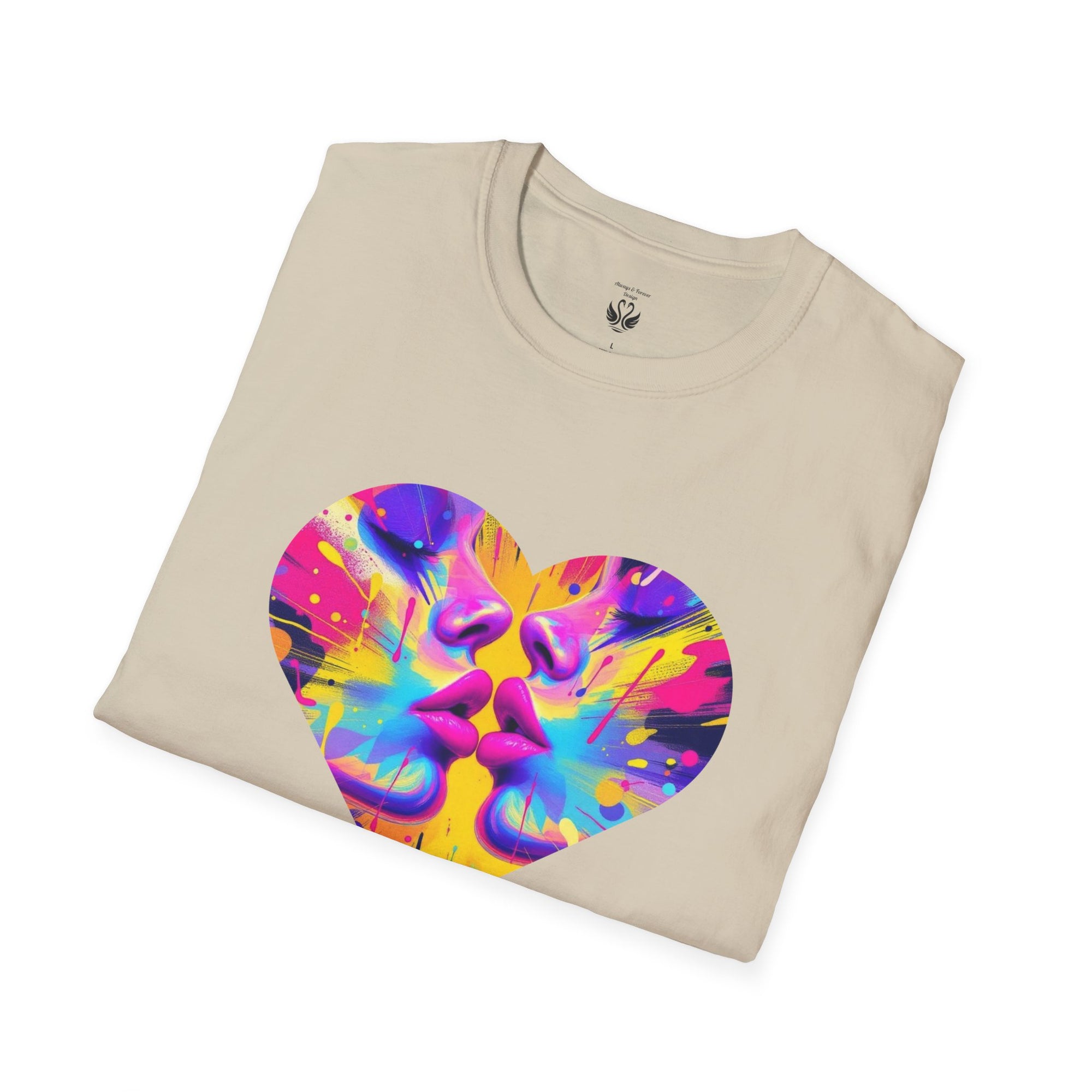 Vibrant Heart Art T-Shirt, Colorful Unisex Tee for Couples, Gift for Valentine's Day, Artistic Love Shirt, Casual Everyday Wear