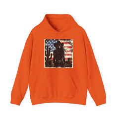 Western Cowboy Hoodie - Unisex Heavy Blend Sweatshirt, American Flag Design, Fashion Statement, Gift for Him, Cozy Apparel
