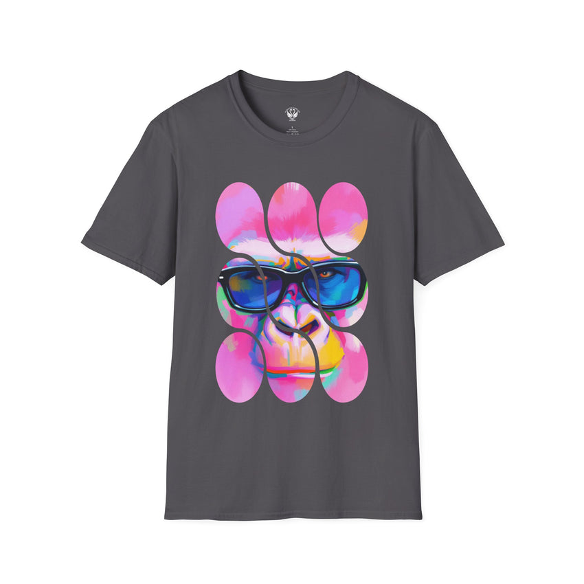 Vibrant Gorilla Graphic Tee, Unisex Softstyle T-Shirt, Funky Apparel, Casual Wear, Gift for Animal Lovers, Summer Collection