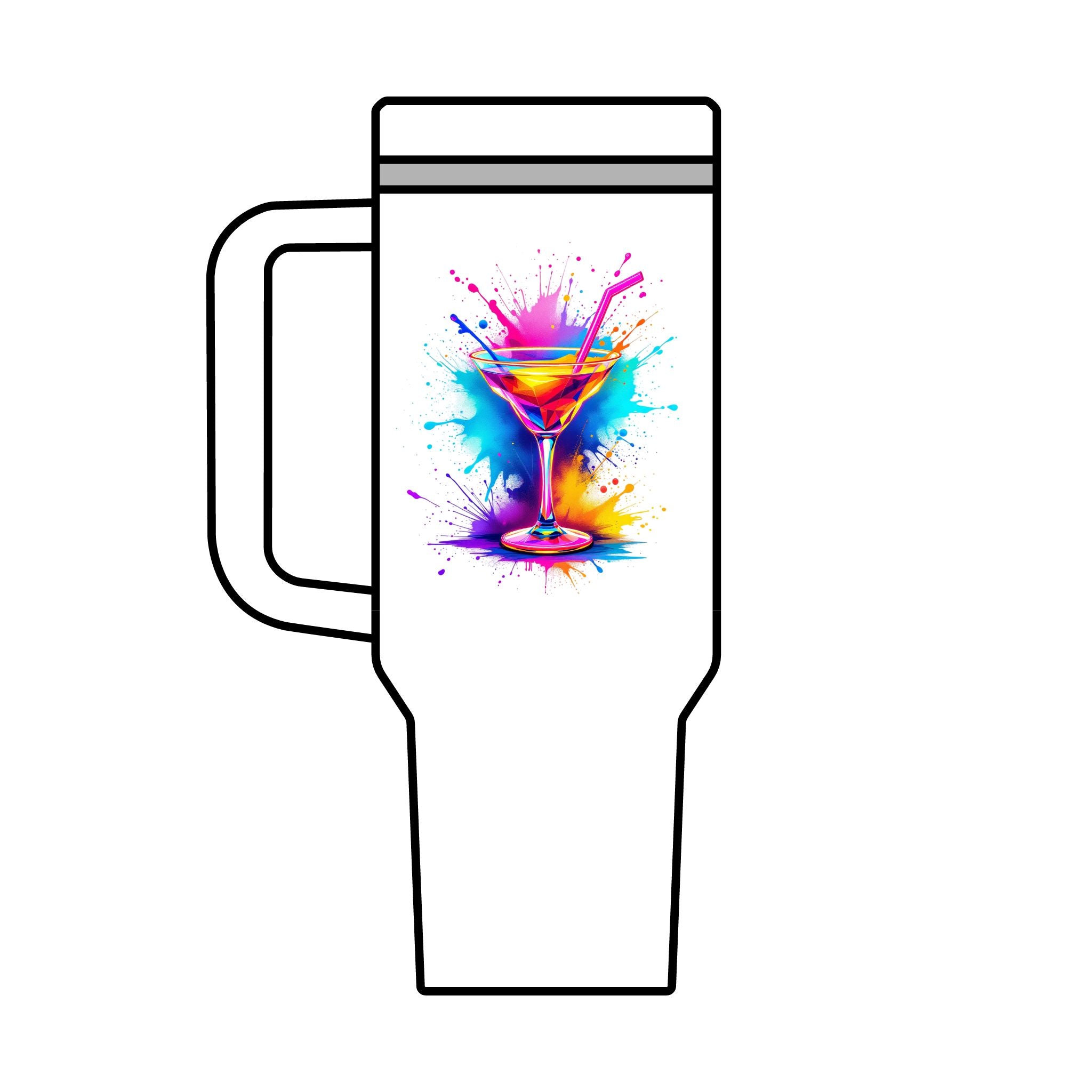 Vibrant Cocktail Maxi Cup, 40oz Tumbler, Colourful Drink Container for Parties, Gift for Cocktail Lovers, Travel Mug, Spill-Proof Cup