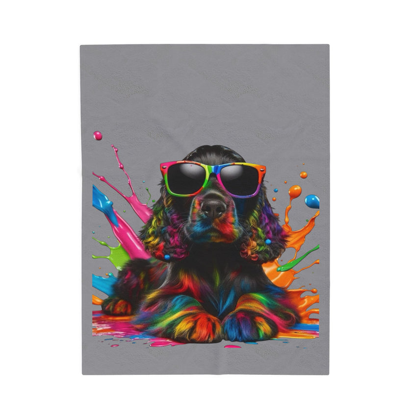 Rainbow Splash Dog Velveteen Plush Blanket