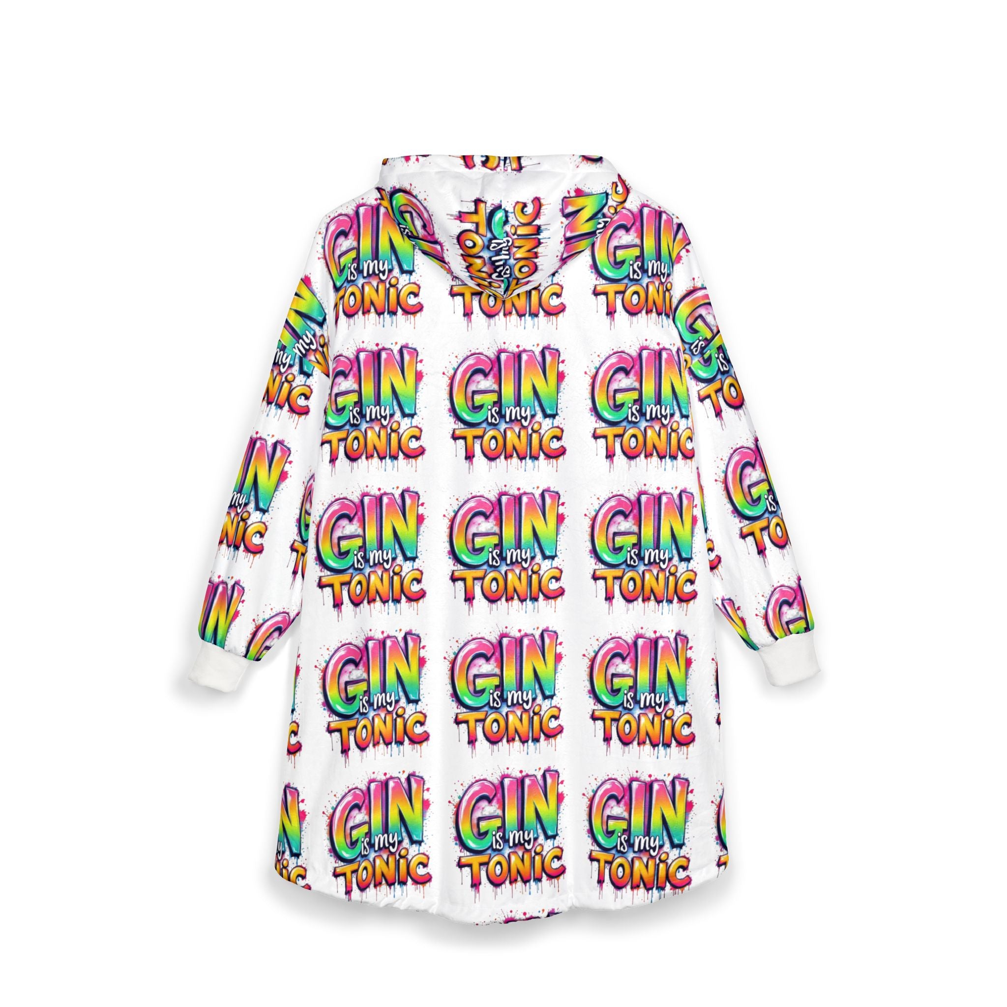 Colorful Gin & Tonic Unisex Hooded Blanket, Cozy Blanket for Cocktail Lovers, Fun Gift for Parties, Pajama Nights, Alcohol-Themed Apparel