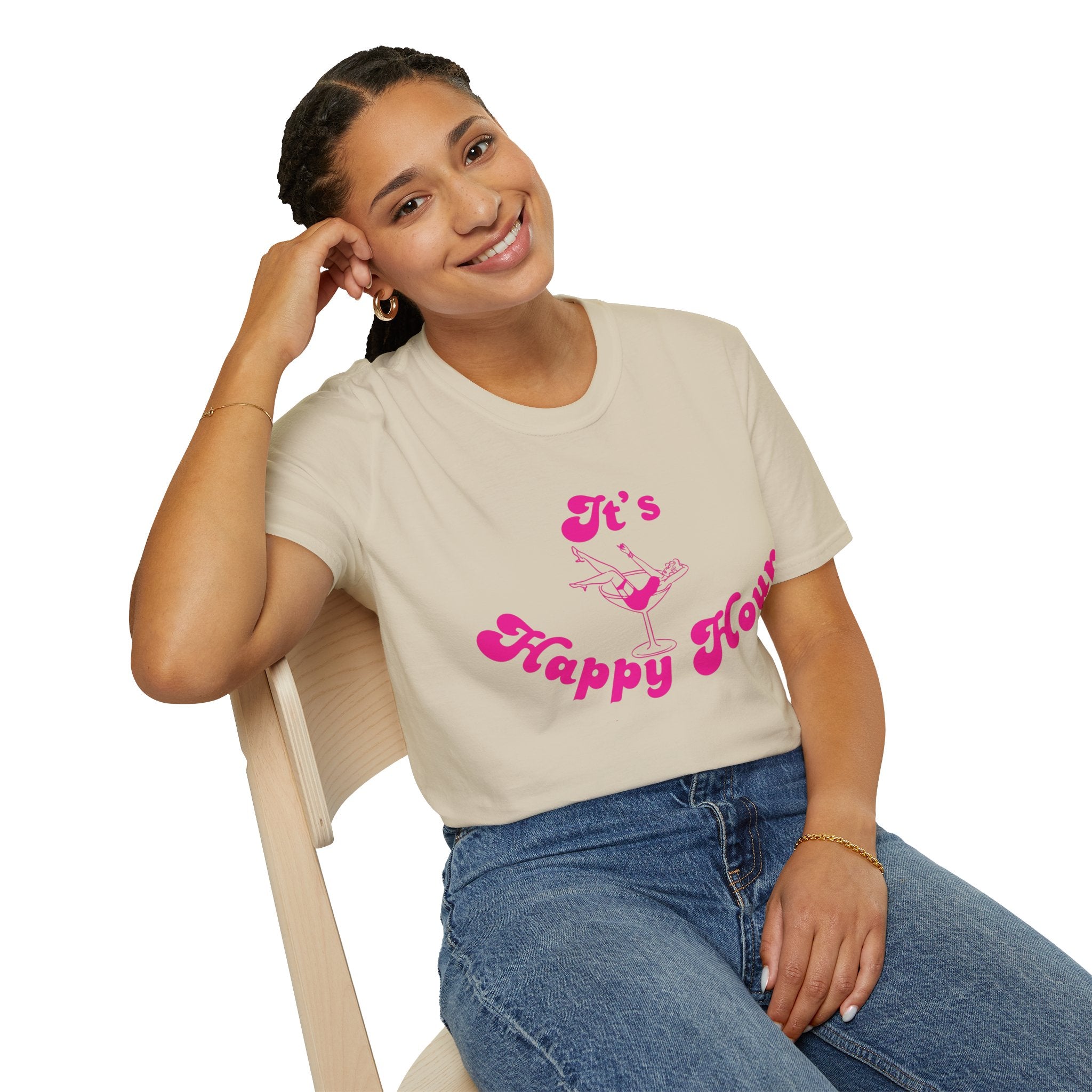 Happy Hour Unisex T-Shirt, Fun Cocktail Shirt, Gift for Party Lovers, Birthday Celebration Tee, Summer Party Outfit