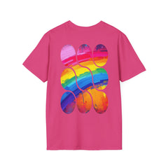 Vibrant Rainbow Softstyle T-Shirt, Unisex Pride Tee, LGBTQ+ Apparel, Colorful Casual Wear, Summer Festival Shirt