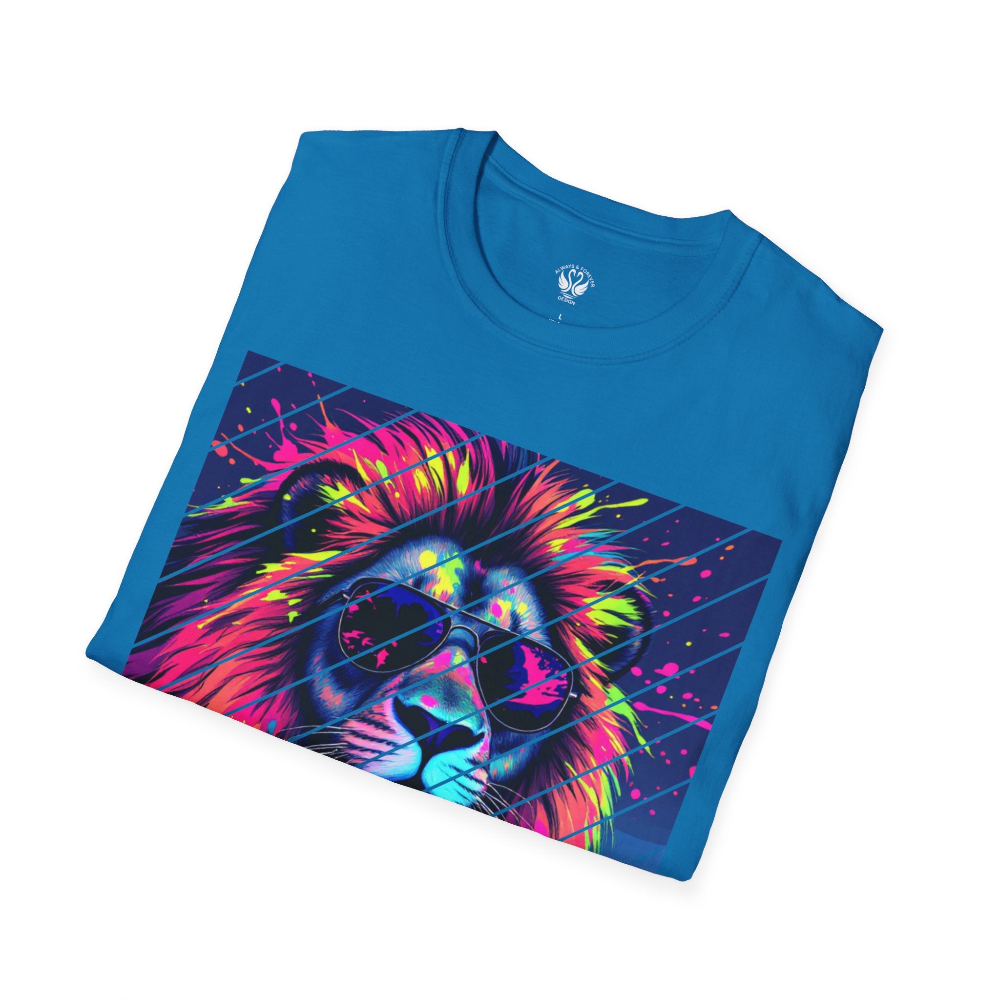 Vibrant Lion Graphic T-Shirt, Colorful Unisex Tee, Gift for Animal Lovers, Trendy Casual Wear, Perfect for Birthdays and Celebrations