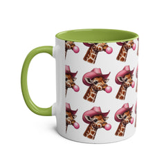 Fun Giraffe Coffee Mug, Whimsical Cup, Red Two-Tone Mug, Cute Gifts, Animal Lover Drinkware, Perfect for Birthdays, Unique Kitchen Decor