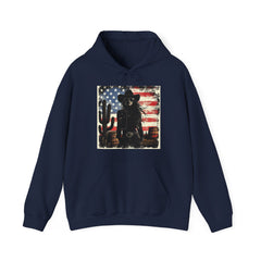 Western Cowboy Hoodie - Unisex Heavy Blend Sweatshirt, American Flag Design, Fashion Statement, Gift for Him, Cozy Apparel