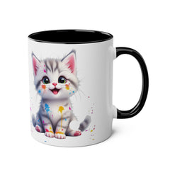 Cute Cat Two-Tone Coffee Mug for Cat Lovers