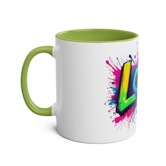 Colorful Love Coffee Mug - 11oz Two-Tone Mug for Valentine's Day & Everyday Joy