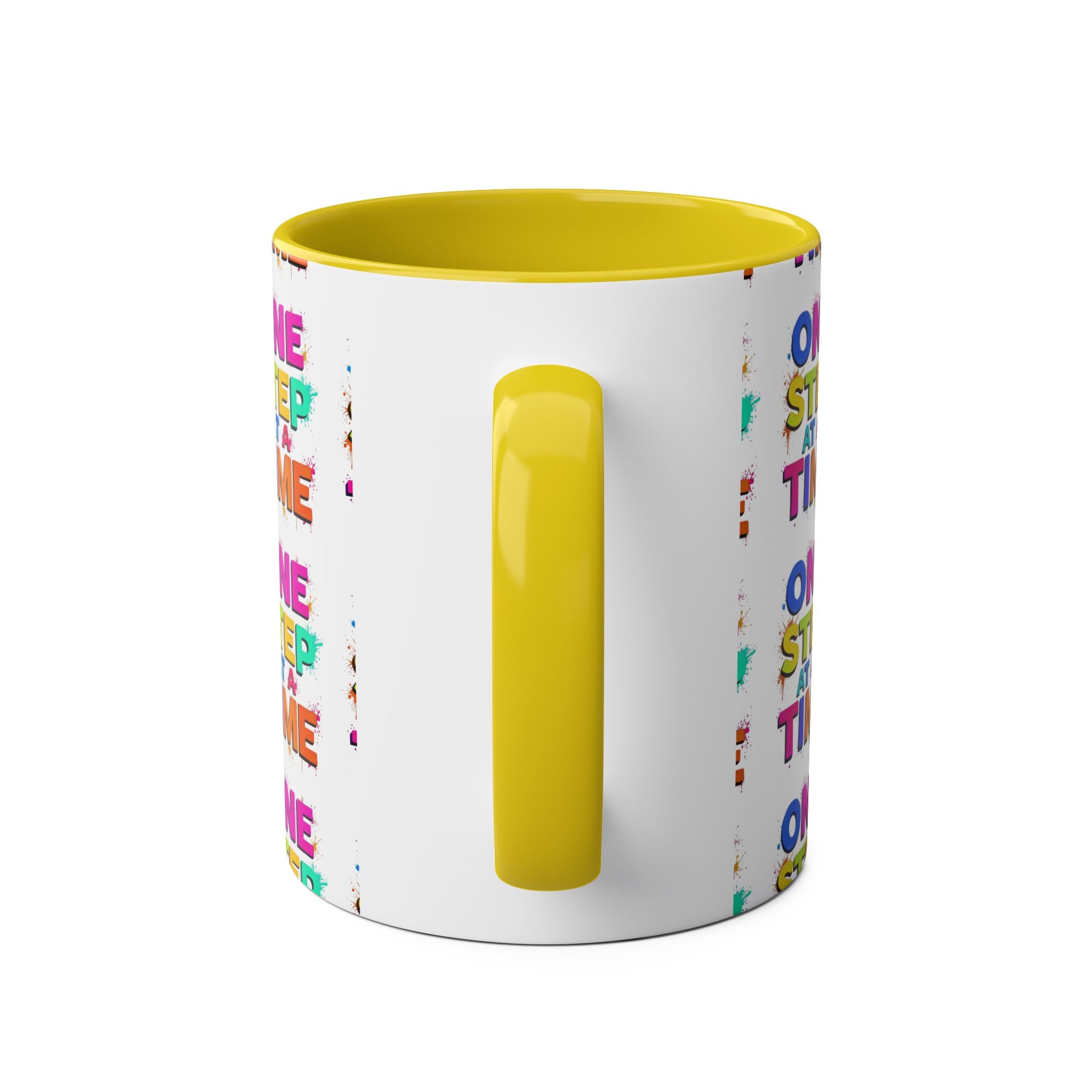 Motivational Two-Tone Coffee Mug - "One Step at a Time" - 11oz