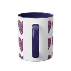 Pink Leopard Hearts Two-Tone Coffee Mug - 11oz - Perfect for Valentine's Day and Gift Giving