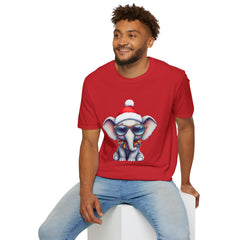 Cute Christmas Elephant T-Shirt, Unisex Holiday Tee, Fun Santa Shirt, Gift for Animal Lovers, Festive Apparel