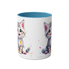 Cute Cat Two-Tone Coffee Mug for Cat Lovers