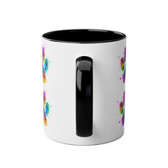 Colorful Paw Print Coffee Mug, Pet Lover Gift, Two-Tone Mug, Fun Dog Accessories, Vibrant Pet Themed Drinkware