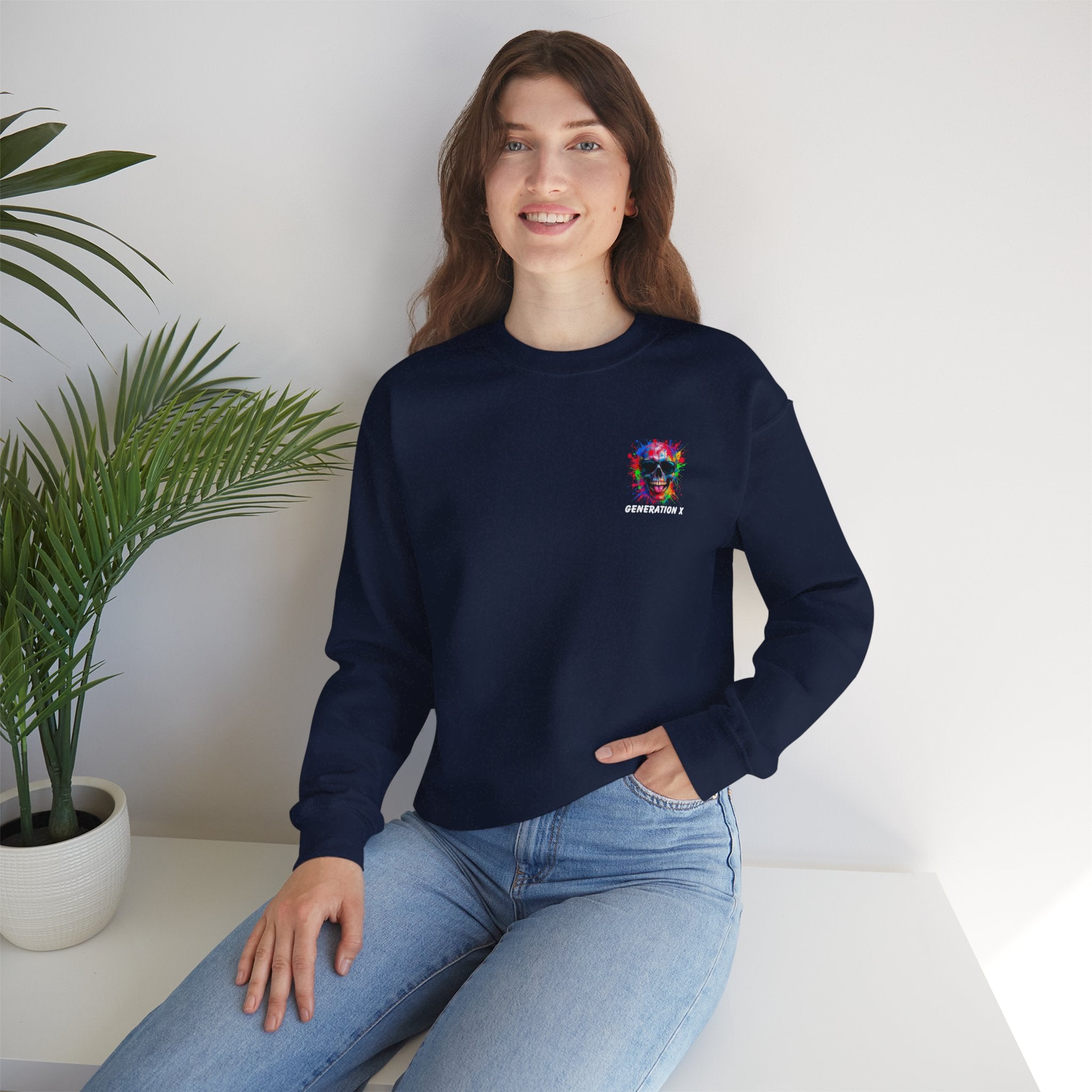 Vibrant Skull Sweatshirt - Unisex Crewneck, Colorful Graphic, Perfect for Casual Wear, Gifts for Friends, Halloween & Parties