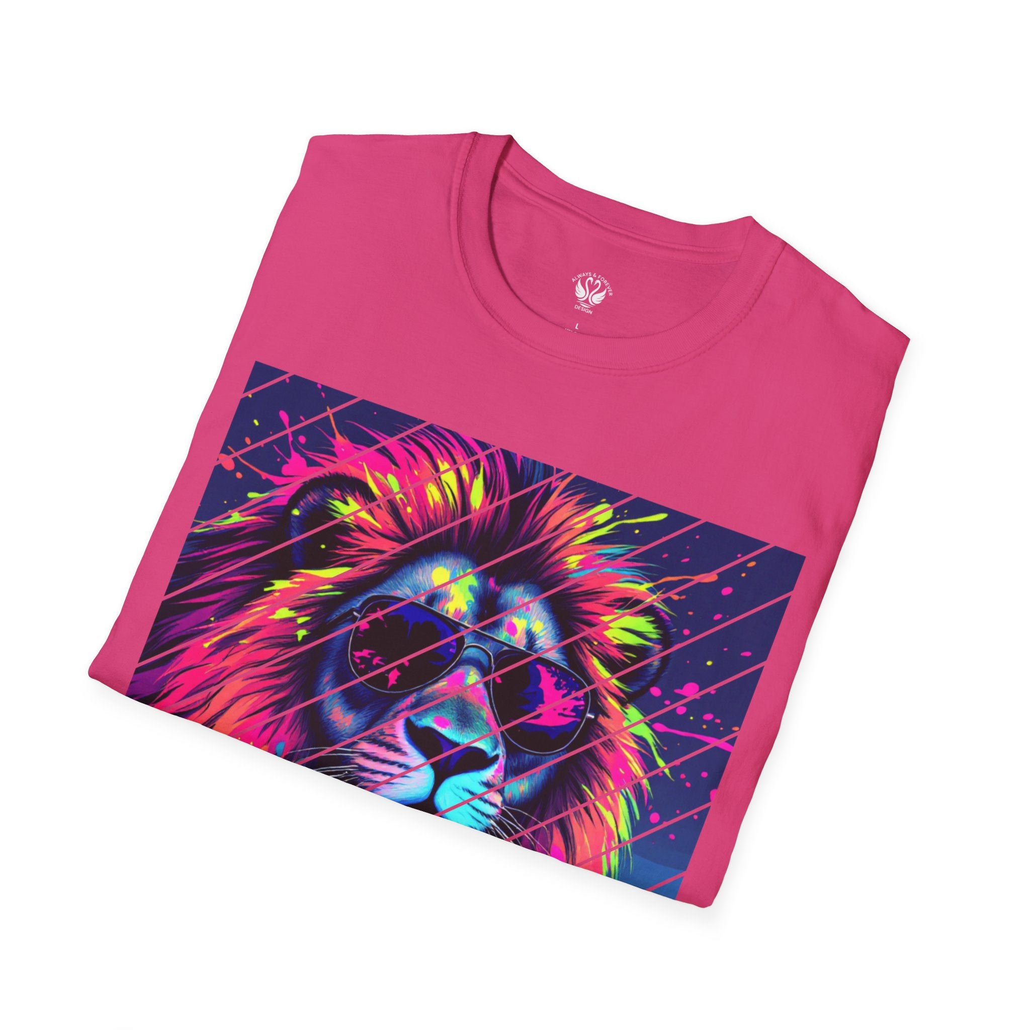 Vibrant Lion Graphic T-Shirt, Colorful Unisex Tee, Gift for Animal Lovers, Trendy Casual Wear, Perfect for Birthdays and Celebrations
