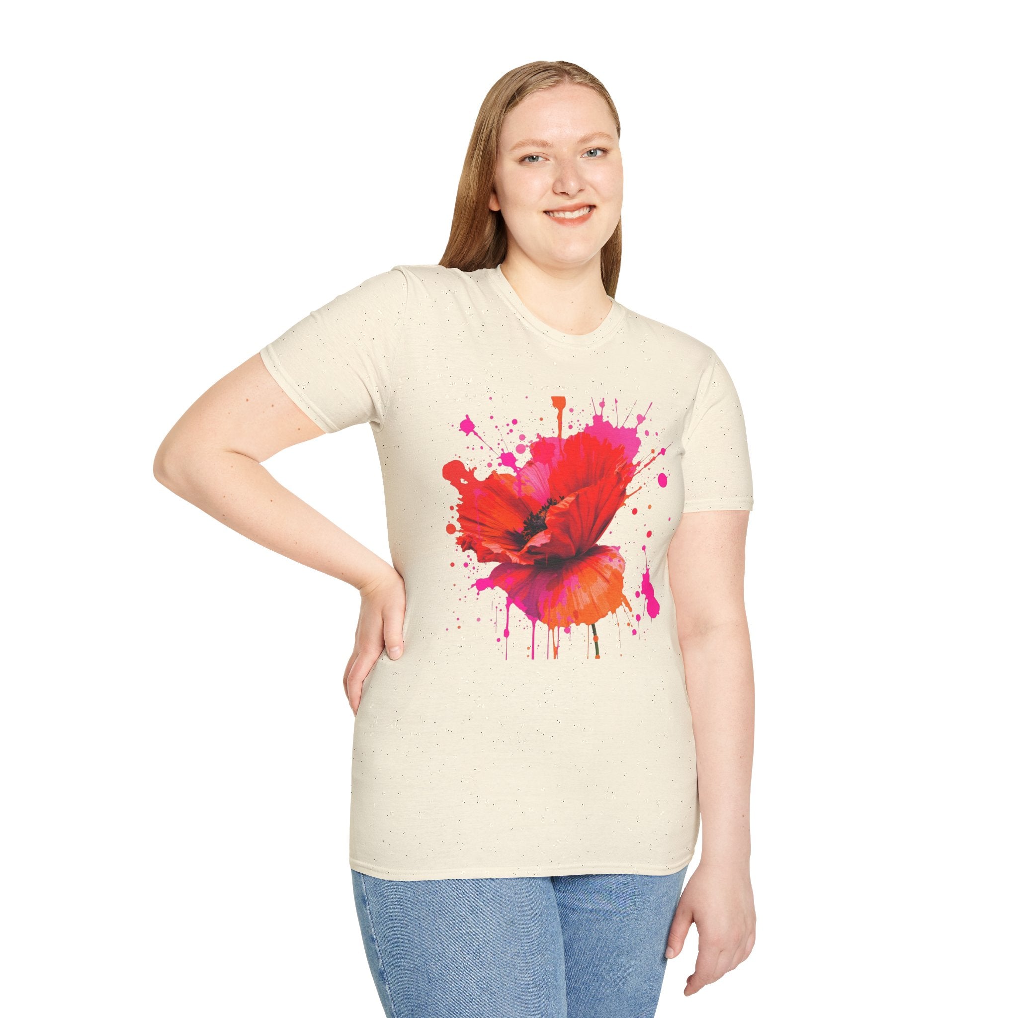 Vibrant Poppy Unisex T-Shirt, Colorful Art Tee, Summer Fashion, Gift for Nature Lovers, Casual Wear, Statement Piece