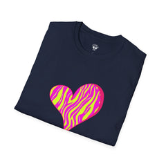 Pink Zebra Heart Unisex T-Shirt, Custom Love Shirt, Casual Wear, Gift for Her, Trendy Summer Tee