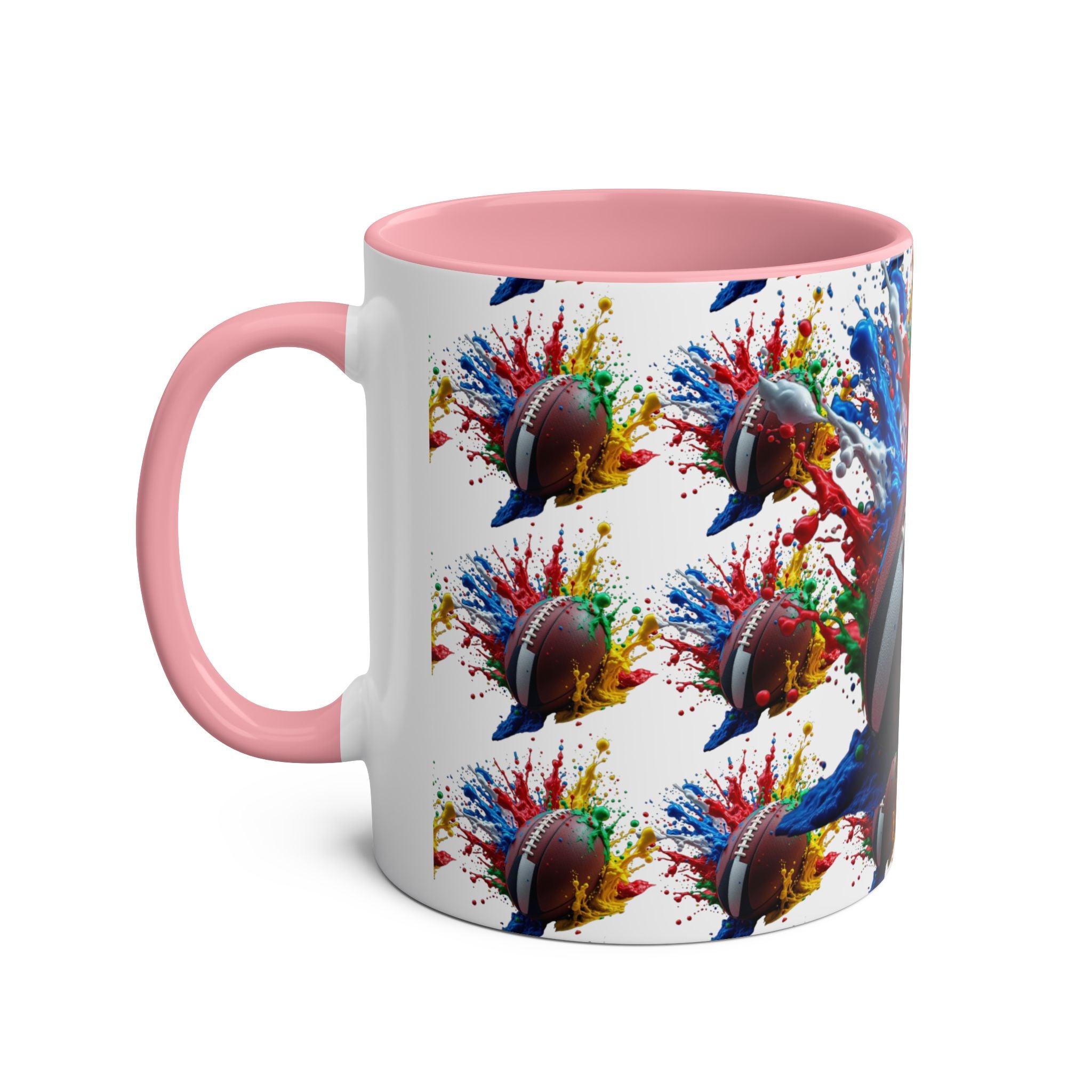 Vibrant Sports Coffee Mug, Colorful Football Design, Perfect Gift for Sports Fans, Game Day, Home Office, 11oz Two-Tone Mug