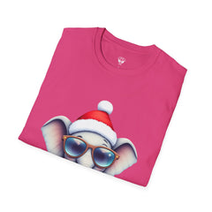 Cute Christmas Elephant T-Shirt, Unisex Holiday Tee, Fun Santa Shirt, Gift for Animal Lovers, Festive Apparel