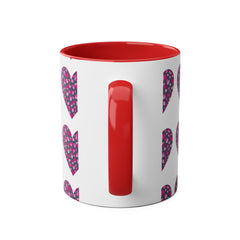 Pink Leopard Hearts Two-Tone Coffee Mug - 11oz - Perfect for Valentine's Day and Gift Giving