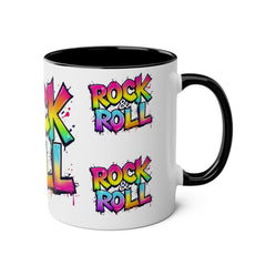 Colorful Rock & Roll Coffee Mug - 11oz Two-Tone Mug for Music Lovers