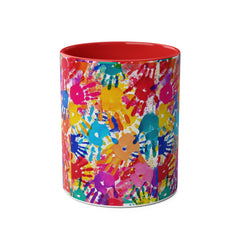 Vibrant Handprint Coffee Mug - 11oz Colorful Gift for Kids & Families