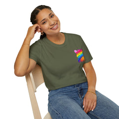 Vibrant Rainbow Softstyle T-Shirt, Unisex Pride Tee, LGBTQ+ Apparel, Colorful Casual Wear, Summer Festival Shirt