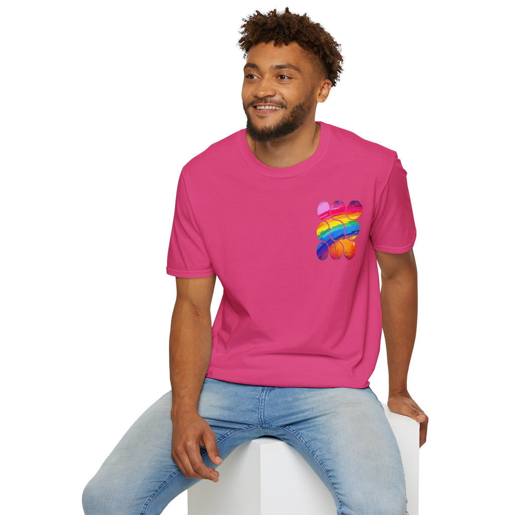 Vibrant Rainbow Softstyle T-Shirt, Unisex Pride Tee, LGBTQ+ Apparel, Colorful Casual Wear, Summer Festival Shirt