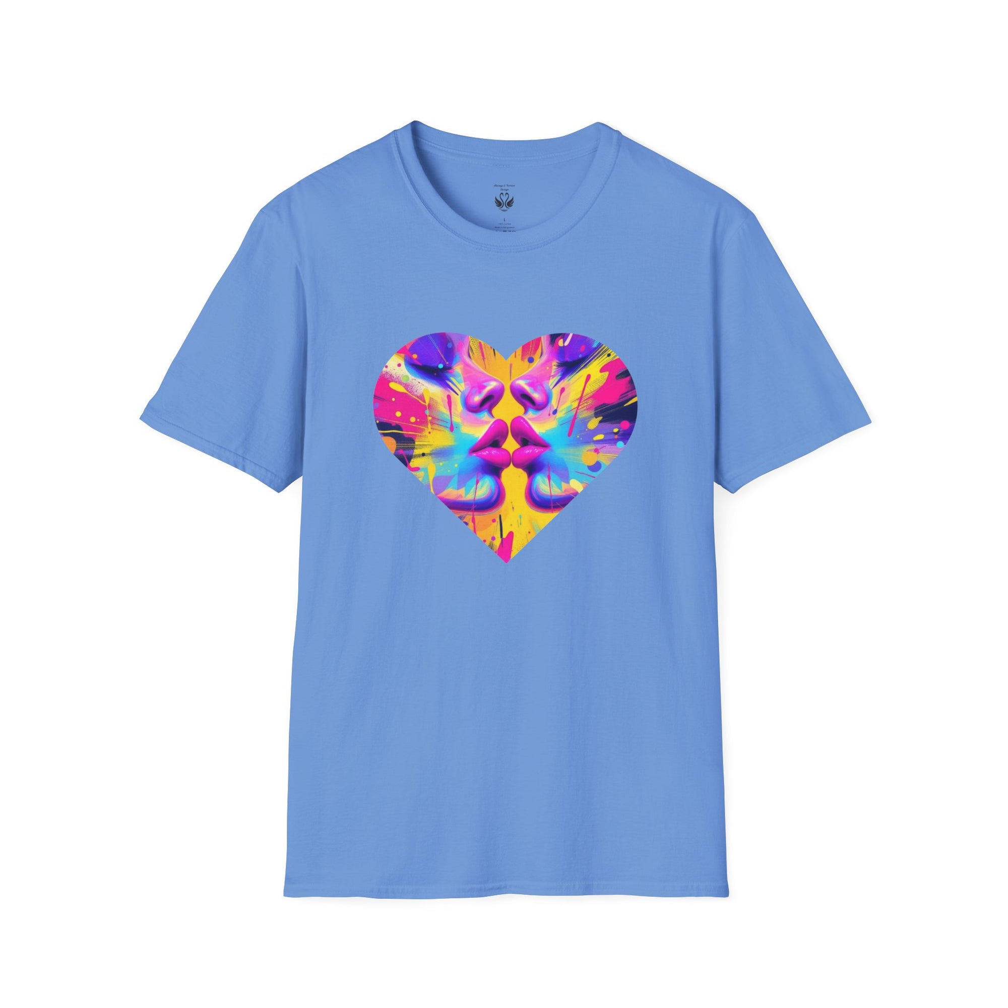 Vibrant Heart Art T-Shirt, Colorful Unisex Tee for Couples, Gift for Valentine's Day, Artistic Love Shirt, Casual Everyday Wear