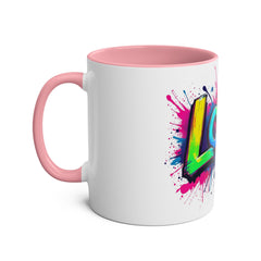 Colorful Love Coffee Mug - 11oz Two-Tone Mug for Valentine's Day & Everyday Joy