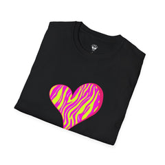 Pink Zebra Heart Unisex T-Shirt, Custom Love Shirt, Casual Wear, Gift for Her, Trendy Summer Tee