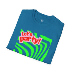 Let's Party Unisex Softstyle T-Shirt, Vibrant Summer Tee, Fun Graphic Shirt, Casual Wear, Birthday Gift, Festival Fashion