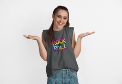 Rock & Roll Women's Flowy Muscle Tank - Music Festival Top, Casual Sleeveless Shirt, Summer Wardrobe Essential, Gift for Music Lovers