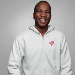 Vibrant Heart Print Hoodie, Unisex Zip-up Hoodie, Casual Wear, Gift for Her, Love Themed Apparel, Cozy Hooded Sweatshirt