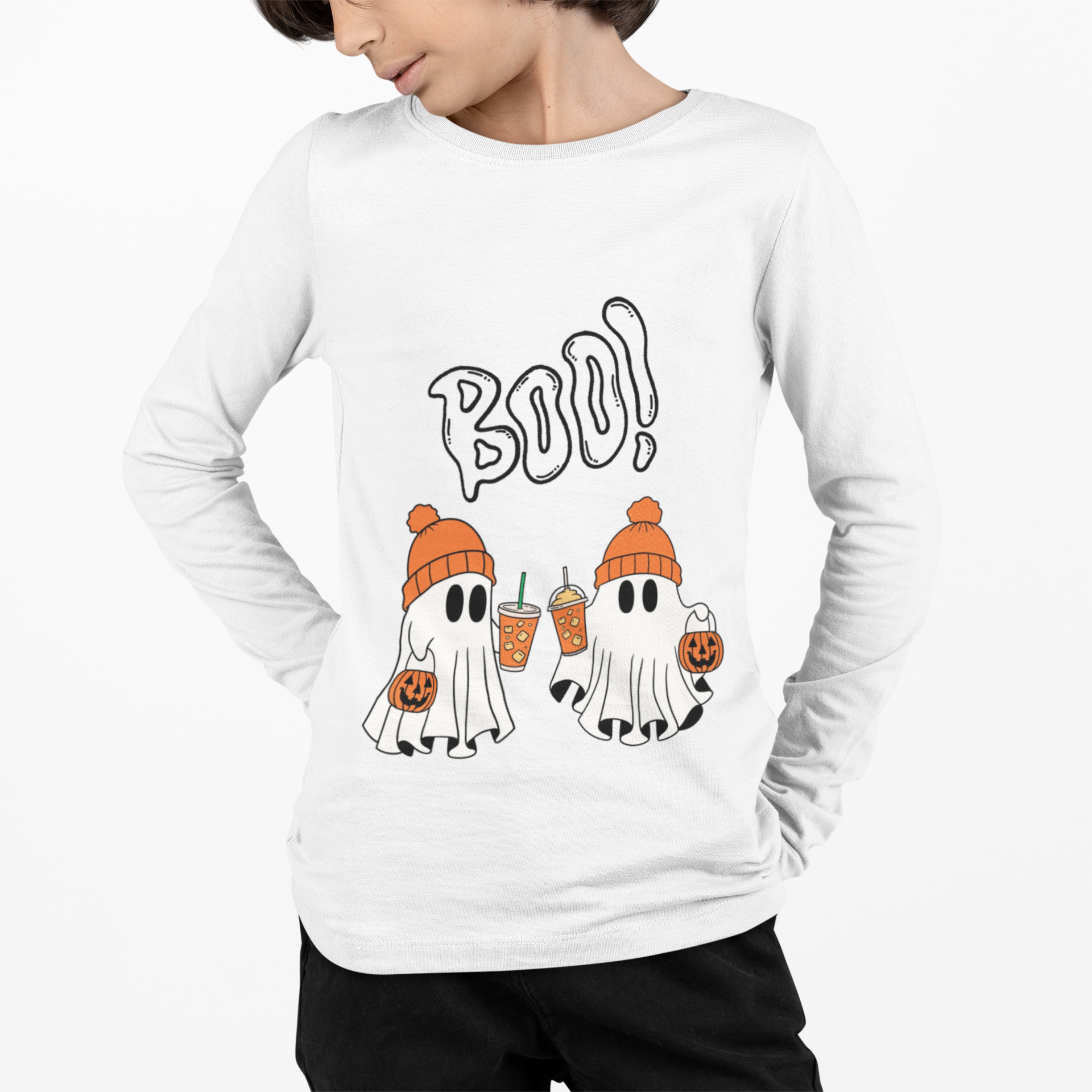 BOO! Kids Halloween Sweatshirt, Spooky Ghosts Pullover, Kids Fall Apparel, Halloween Costume Top, Trick or Treat Sweater