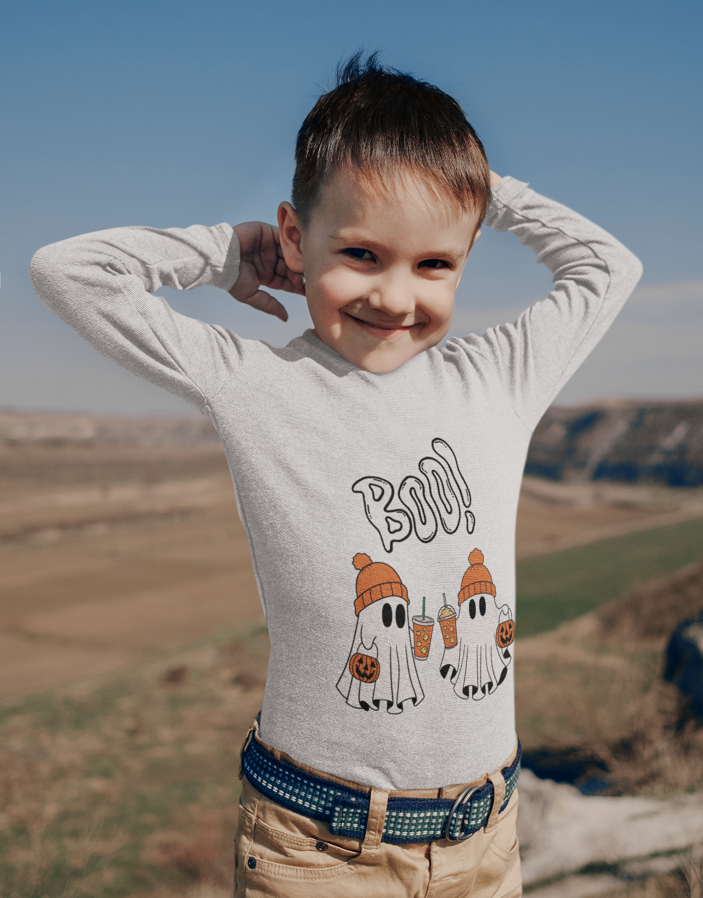 BOO! Kids Halloween Sweatshirt, Spooky Ghosts Pullover, Kids Fall Apparel, Halloween Costume Top, Trick or Treat Sweater