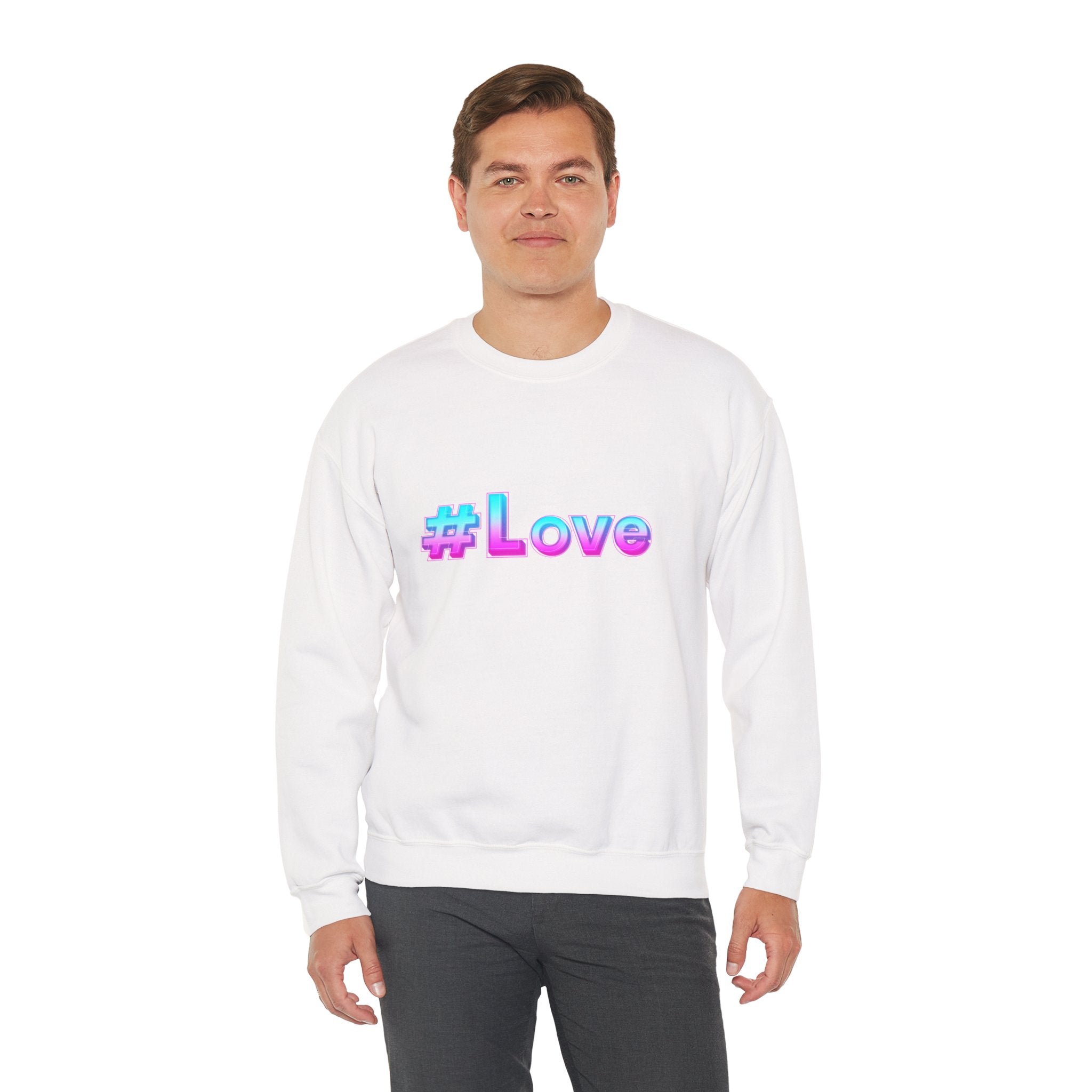 Colorful #Love Crewneck Sweatshirt for Cozy Vibes, Perfect Gift for Friends, Family, Valentine's Day, Everyday Wear, Casual Style