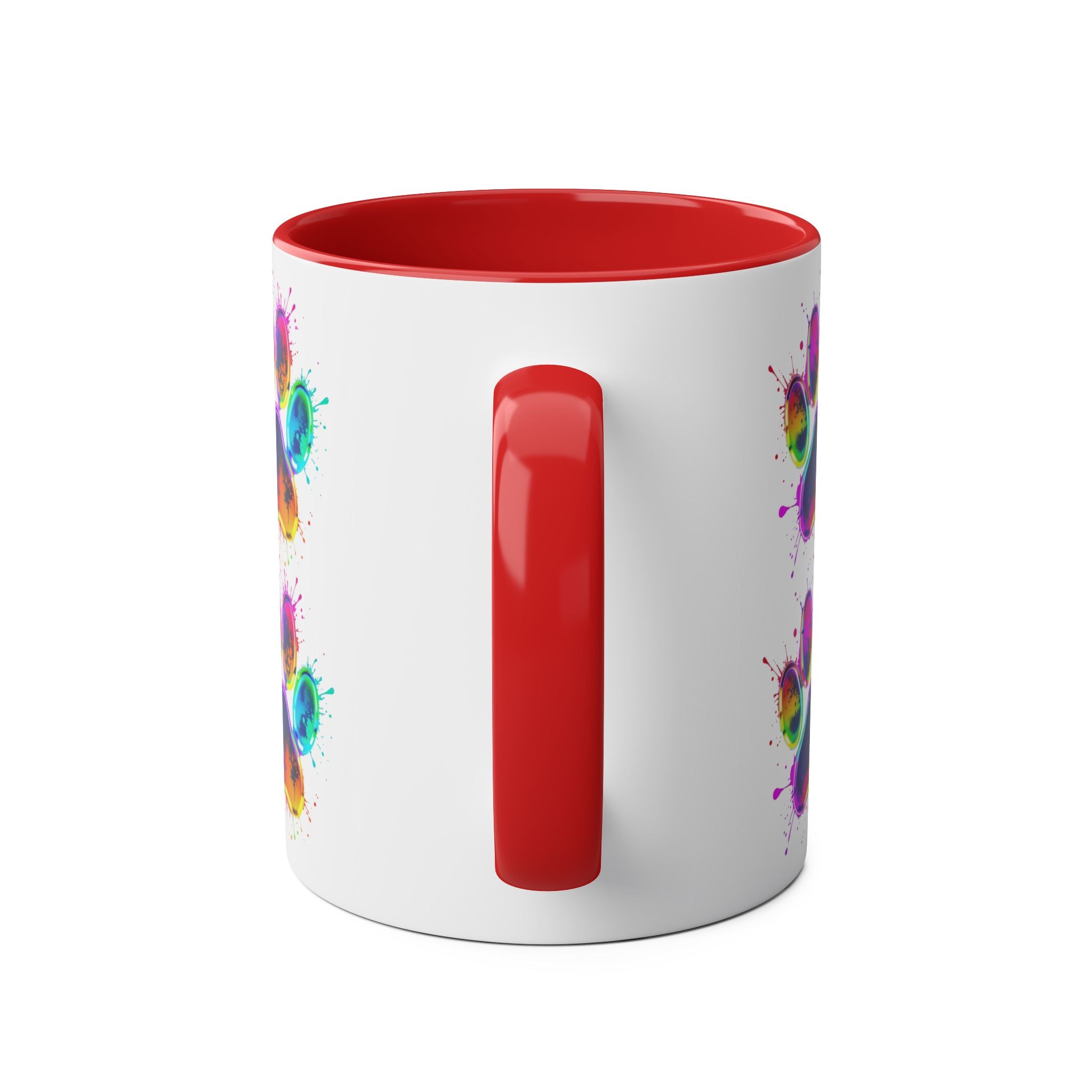 Colorful Paw Print Coffee Mug, Pet Lover Gift, Two-Tone Mug, Fun Dog Accessories, Vibrant Pet Themed Drinkware
