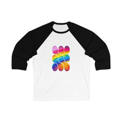 Colorful Rainbow Baseball Tee, Unisex 3/4 Sleeve Tee, Pride Celebration Shirt, Summer Sportswear, Gender-Neutral Fashion