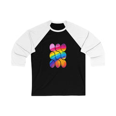 Colorful Rainbow Baseball Tee, Unisex 3/4 Sleeve Tee, Pride Celebration Shirt, Summer Sportswear, Gender-Neutral Fashion